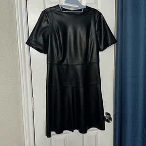 Ann Taylor Faux Leather Dress 6P Black - excellent condition